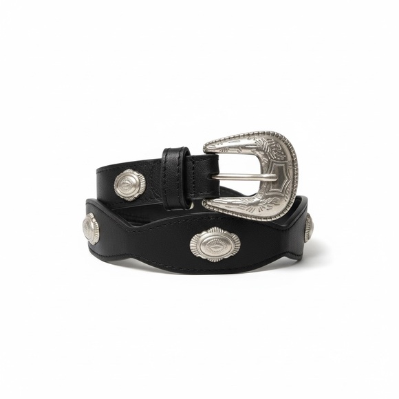 Black Concho Belt approx 42 inches Western inspired - Picture 2 of 8